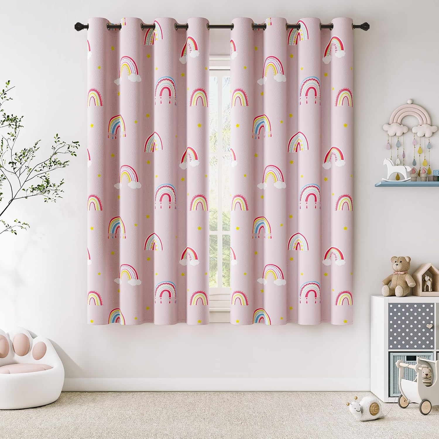 Vangao Boho Girls Blackout Curtains for Kids Room 63 Inch
