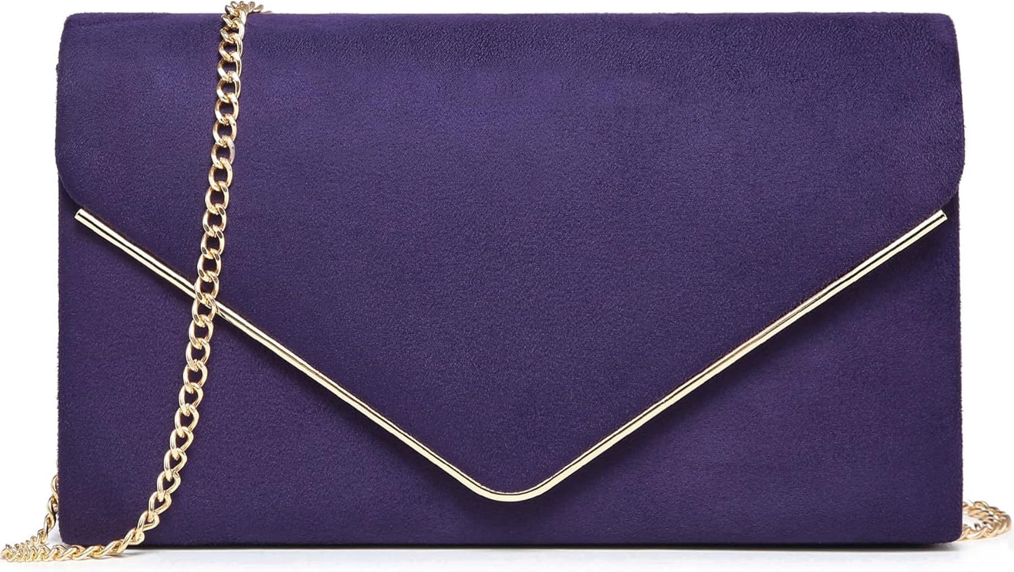 Elegant Faux Suede Evening Clutch Bags for Women Parties