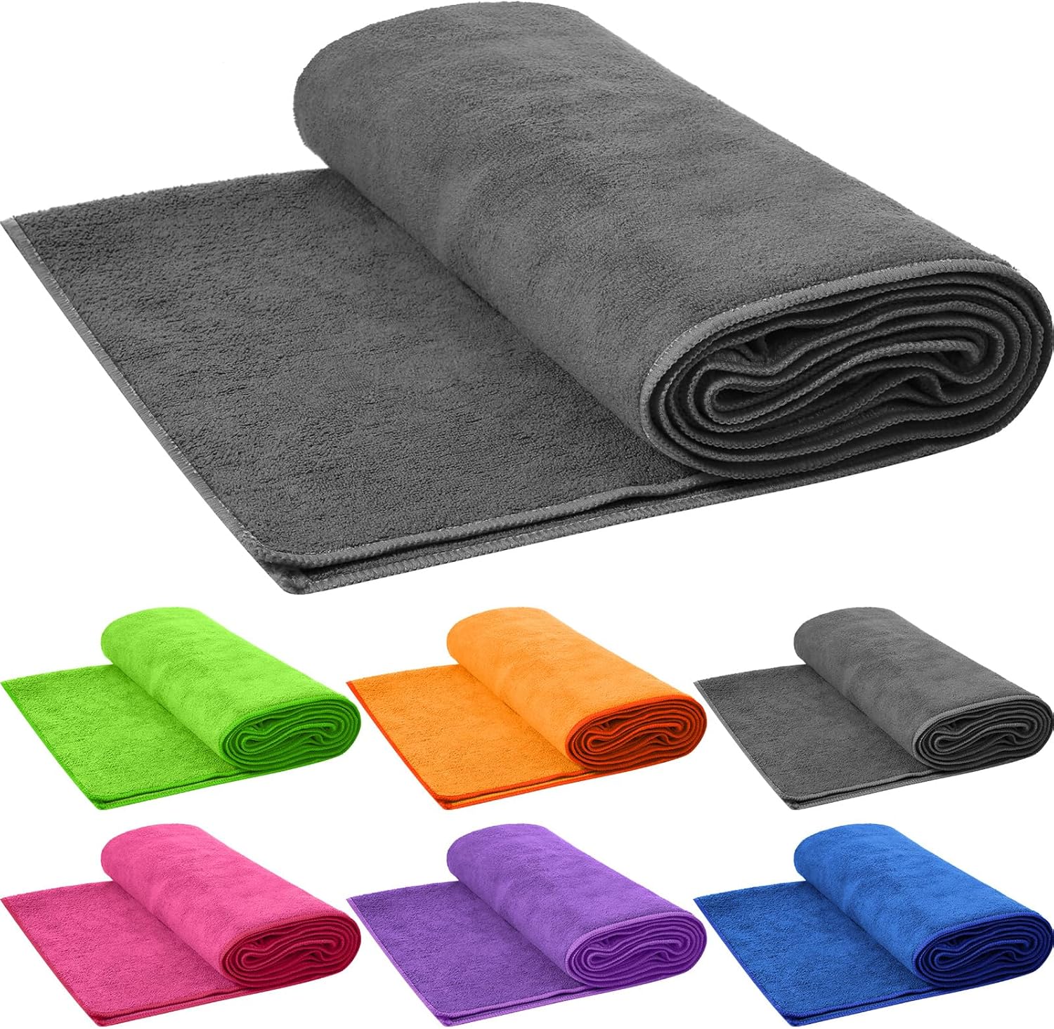 Non Slip Microfiber Hot Yoga Towels Bundle - Anti Slip Absorbent - Multicolor - 27x72 - Stylish Design