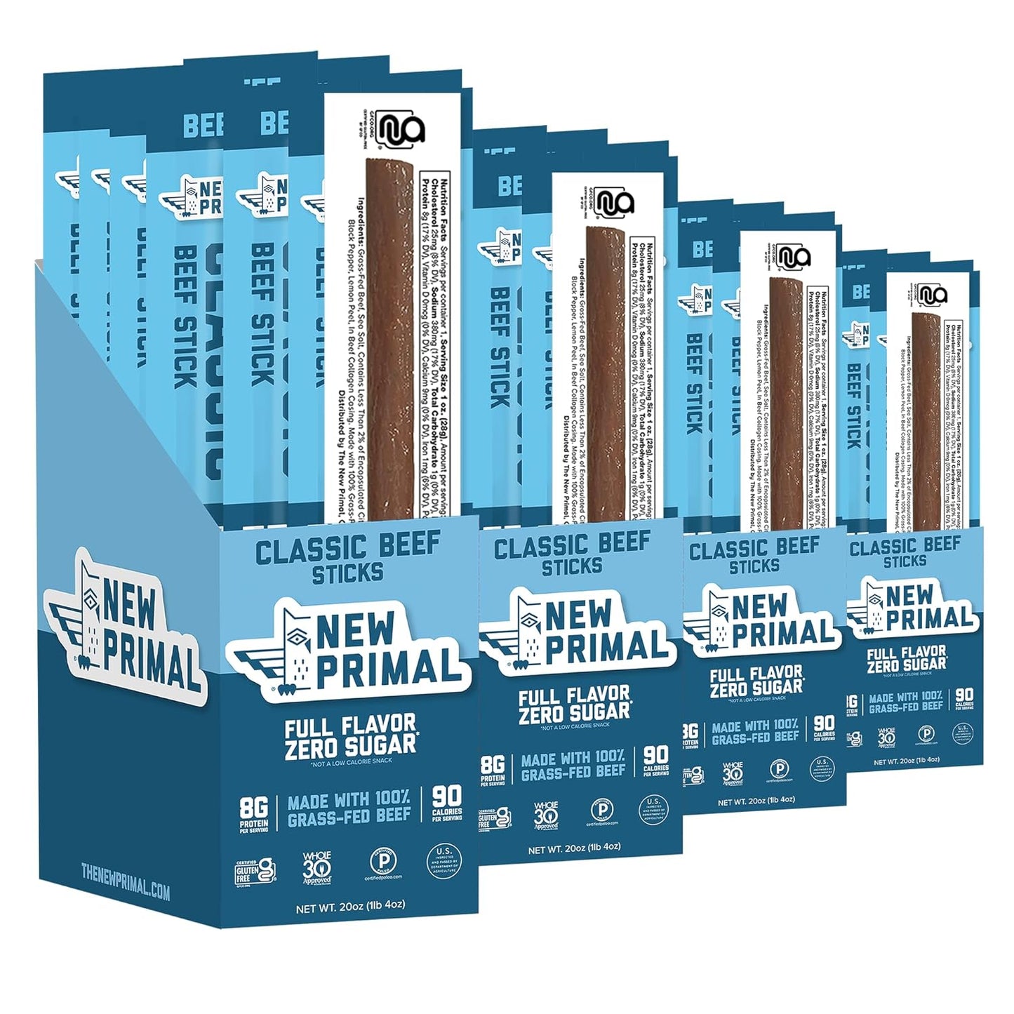 Grass Fed Beef Sticks - Keto, Gluten Free, High Protein Snack
