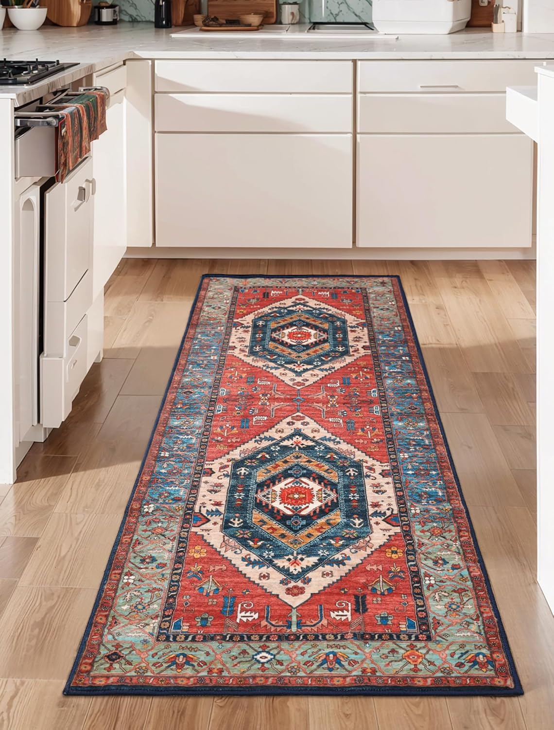 Boho Washable Runner Rug - Soft Non-Slip Vintage Design
