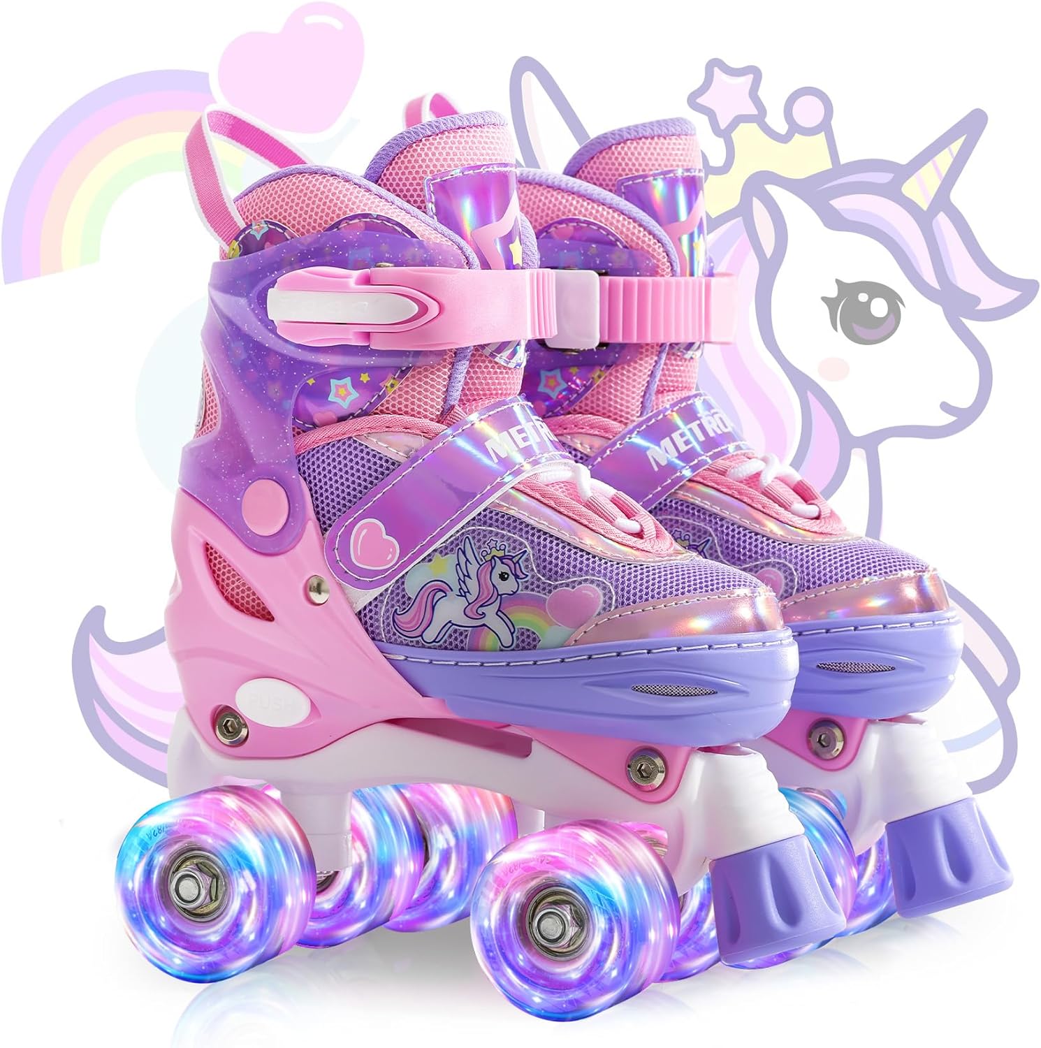 METROLLER Kids Roller Skates with Adjustable Size and Light-Up Wheels