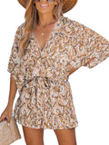 Trendy CUPSHE Women's Summer Romper with Lace Up and Print