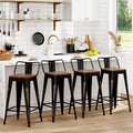 WENTMENT Bar Stools Set of 4 26in Counter Height - Distressed Black