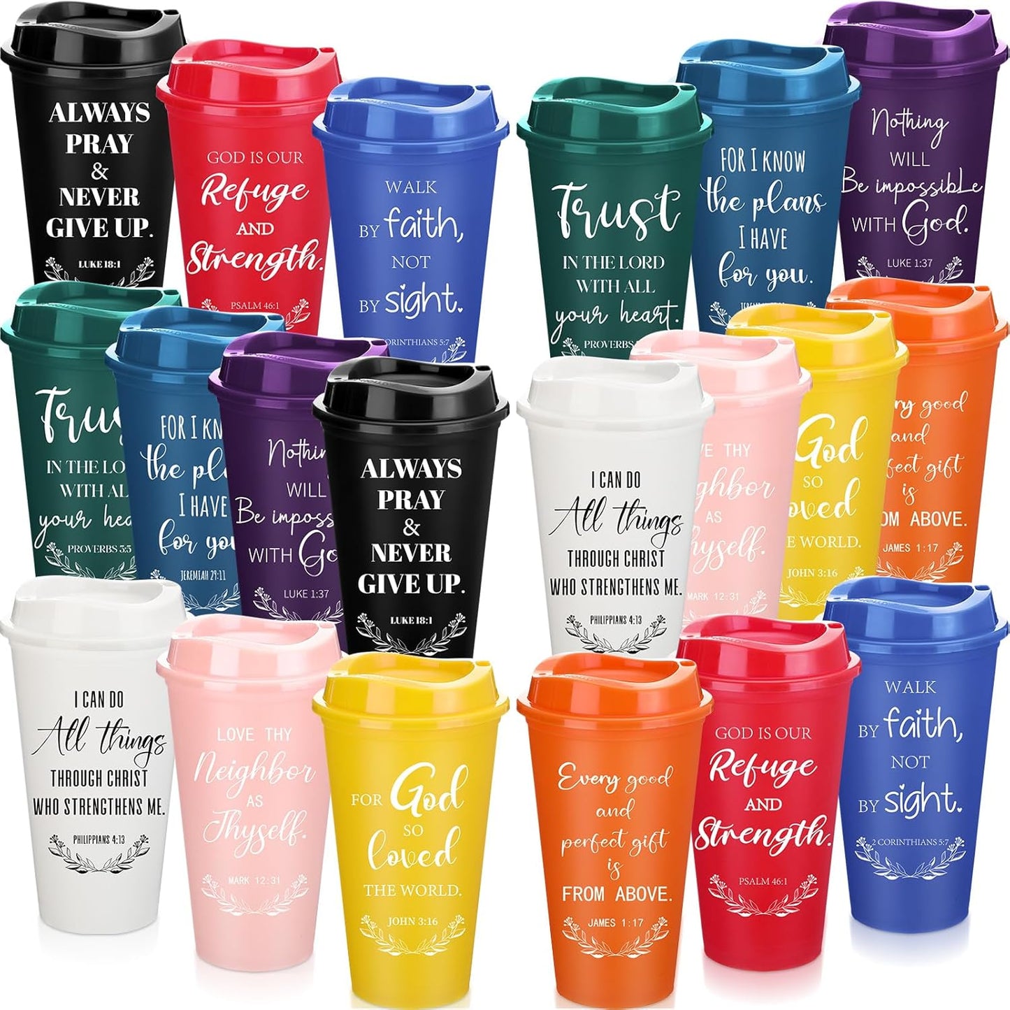 60 Pack Christian Gifts for Men Women 16oz Reusable Tumblers