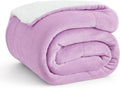Sherpa Fleece Twin Throw Blanket Lilac 60x80 in - Thick, Reversible