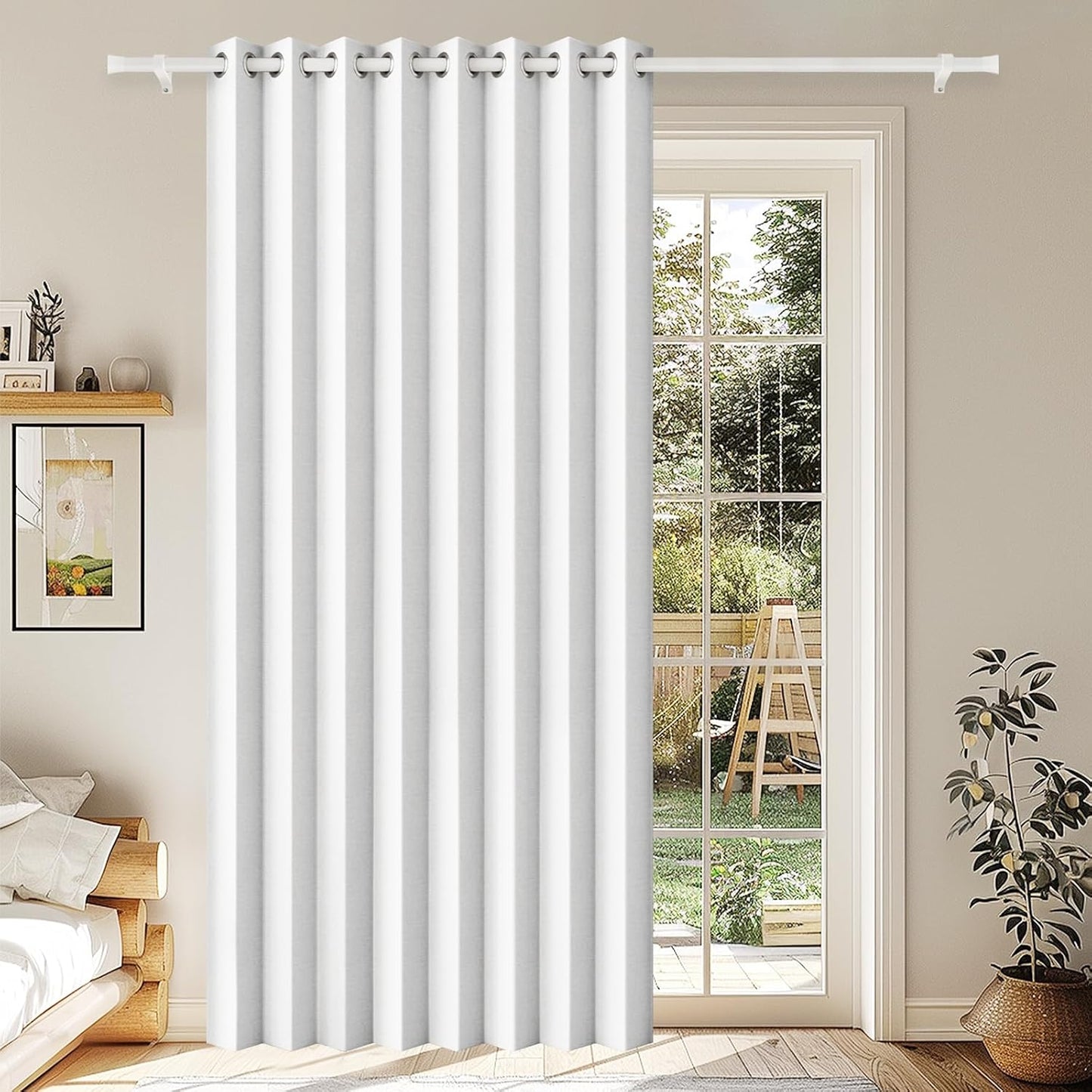 Pleated Look Sliding Door Curtains - 100% Blackout Thermal Insulated