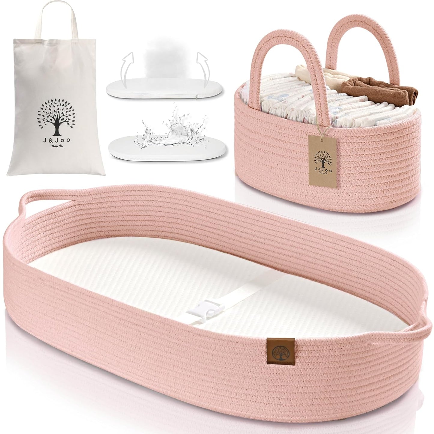 J&JOO Baby Changing Basket with Diaper Caddy for New Moms