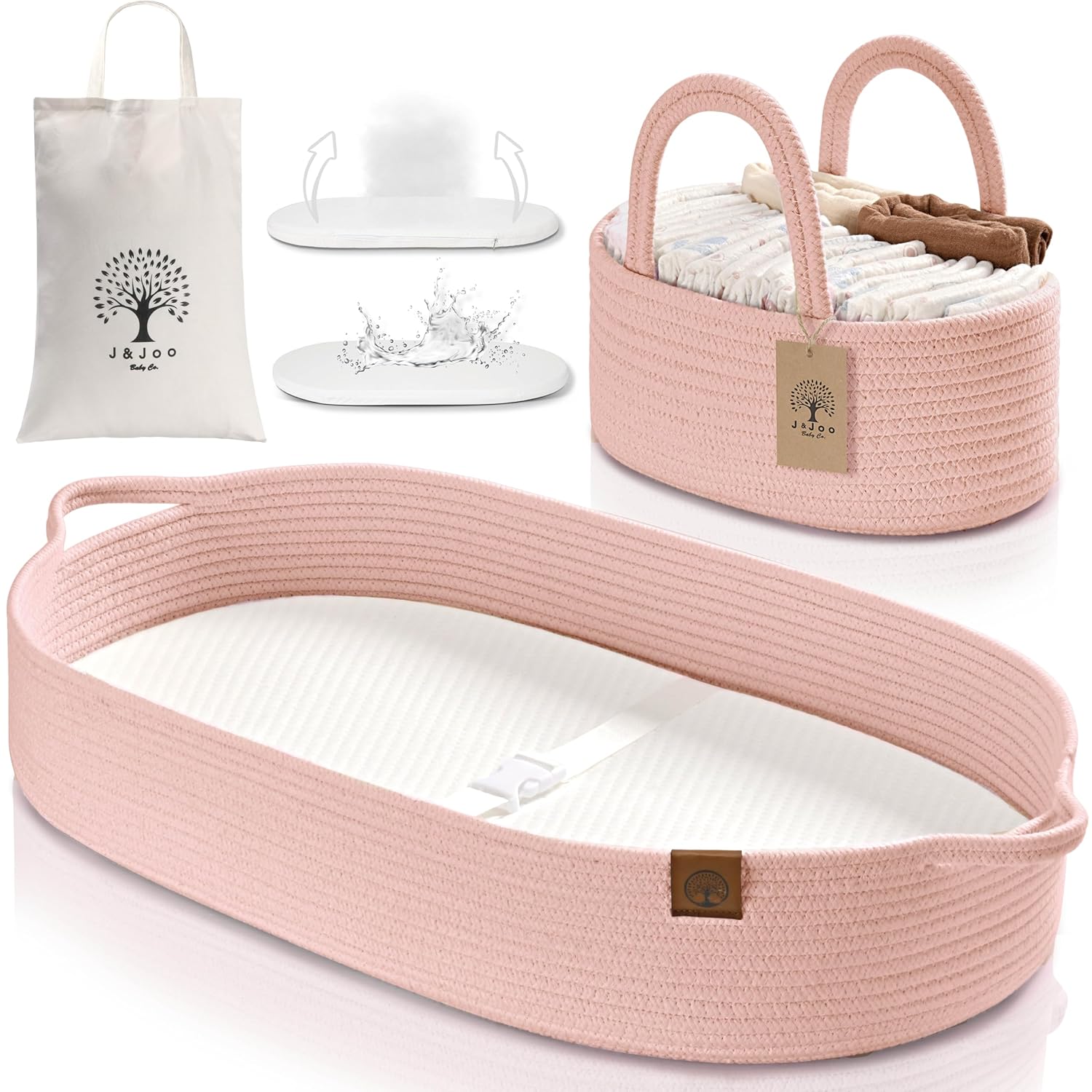 J&JOO Baby Changing Basket with Diaper Caddy for New Moms