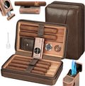 TISFA Cigar Travel Humidor - Portable Cedar-Lined Case with Torch