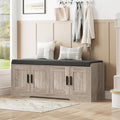 2-Tier Storage Bench Shoe Bench with Padded Seat Cushion - Entryway