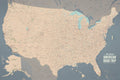 USA Road Trip Tracing Map 24x36 Poster Tan & Slate Blue - Wall Display