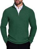 Mens Quarter Zip Sweater Slim Fit Lightweight Mock Neck - Cozy Knit