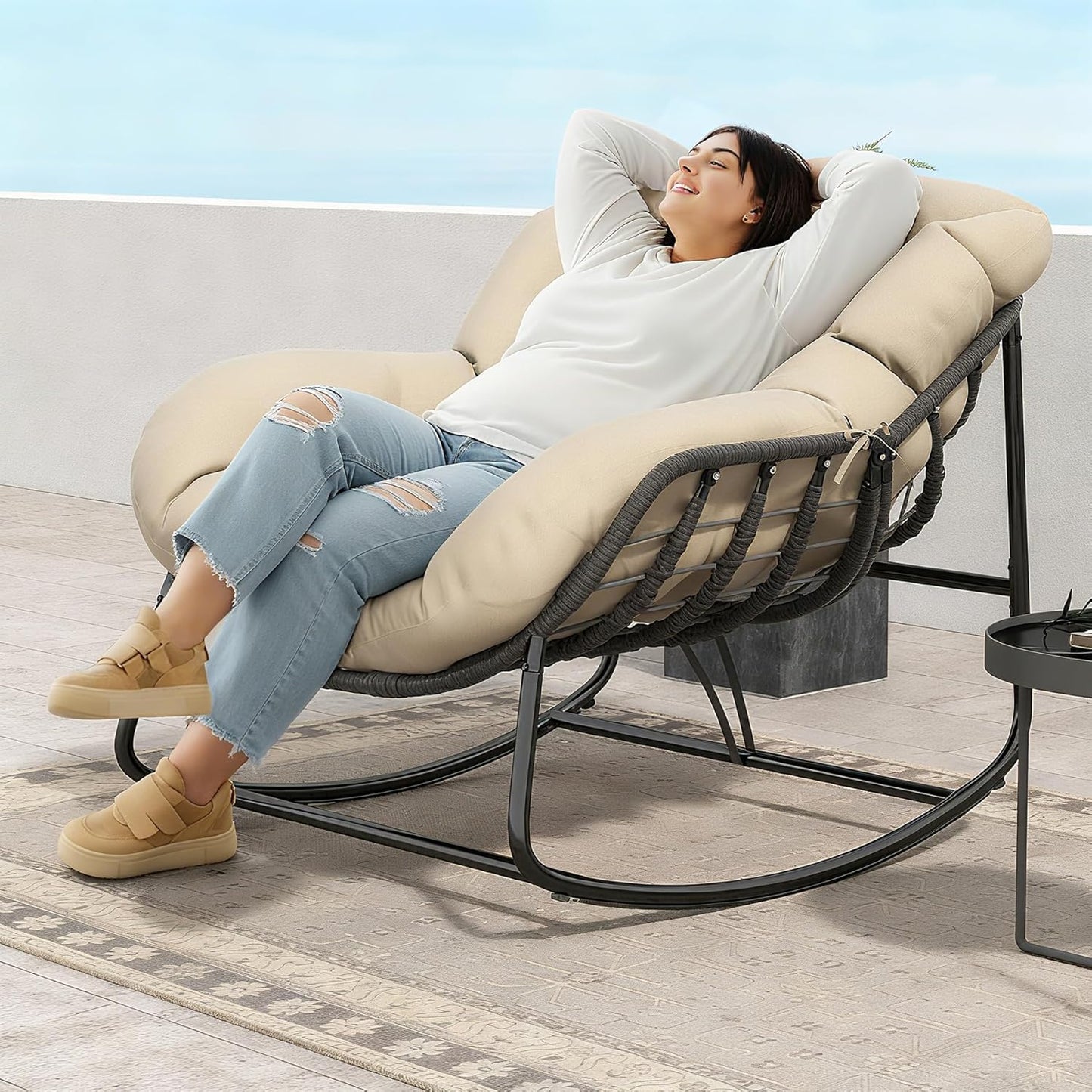 Oversized Egg Rocking Chair for Indoor Outdoor Comfort