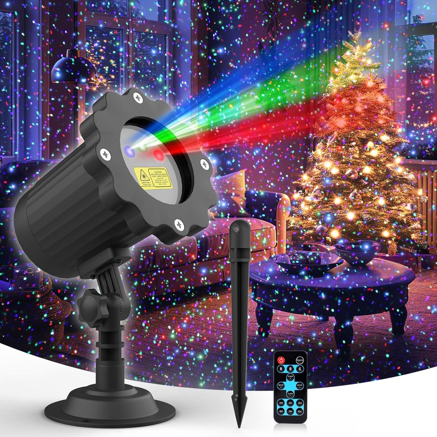 3 Color Laser Christmas Lights w/ Remote - Sparkle Anywhere!