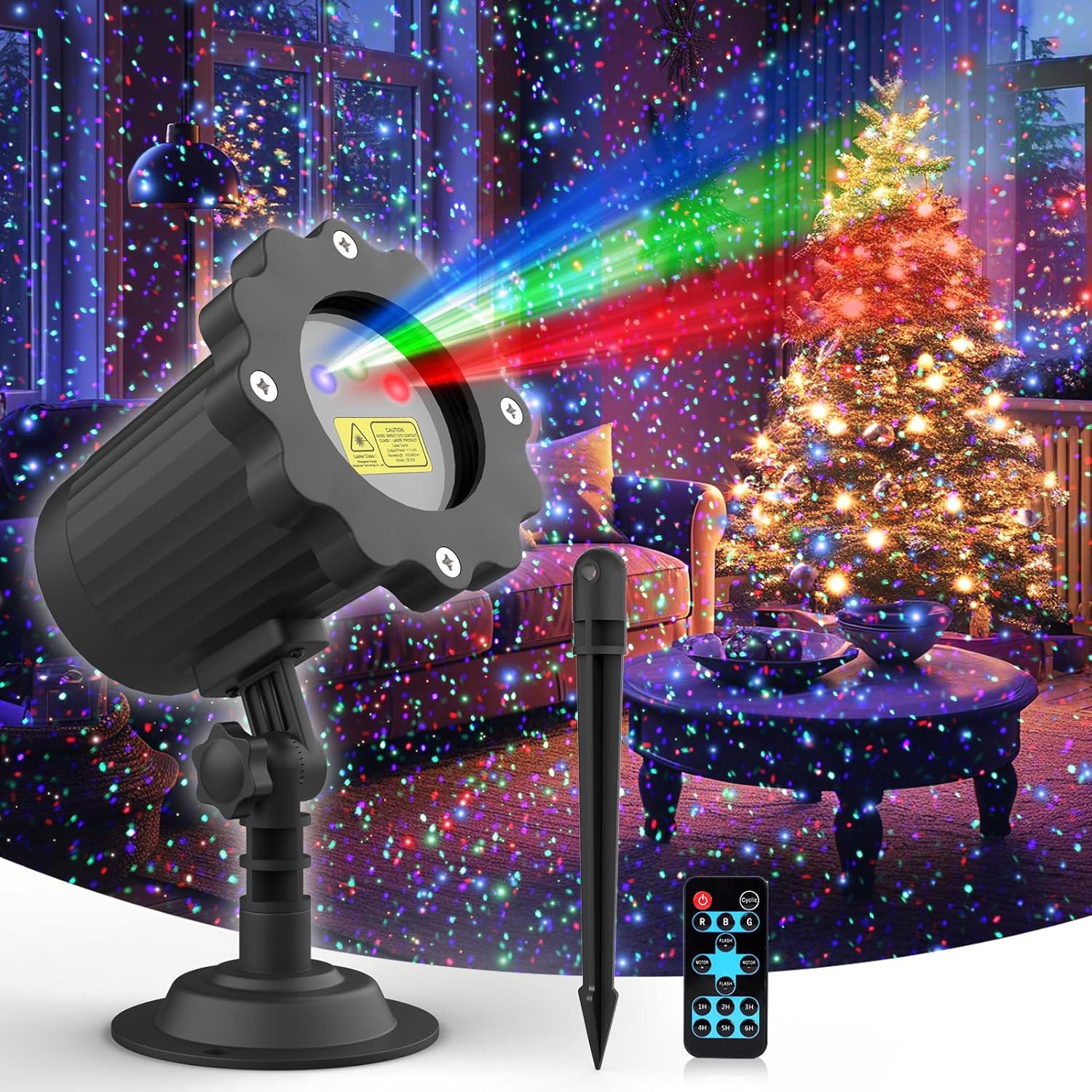 3 Color Laser Christmas Lights w/ Remote - Sparkle Anywhere!
