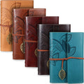 Chinco 5 Pcs Refillable Leather Journal Notebook - Compact Travel