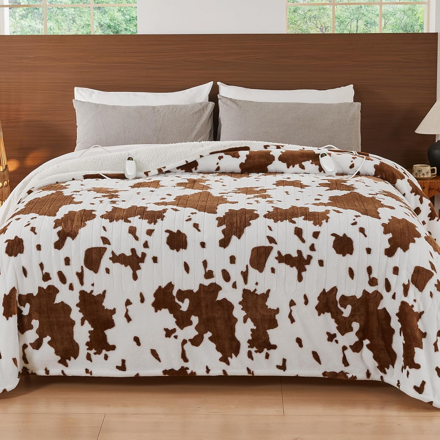 Cow Print Electric Heated Blanket King Size for Cozy Comfort