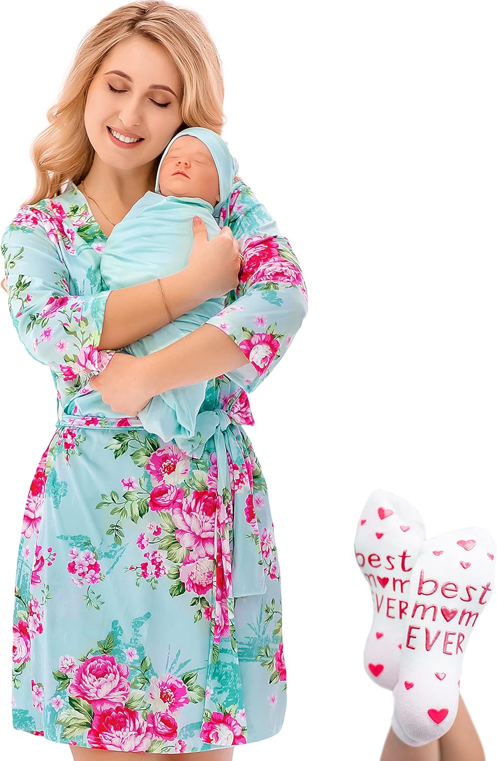 ECO BABY Mommy and Me Robe and Swaddle Set for New Moms