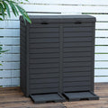 Outdoor Large Resin Trash Can 76 Gallon Hideaway - Dual Lid Drip Trays