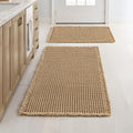 Waffle Bathroom Rugs Set of 2 - Soft, Absorbent Boho Bath Mats