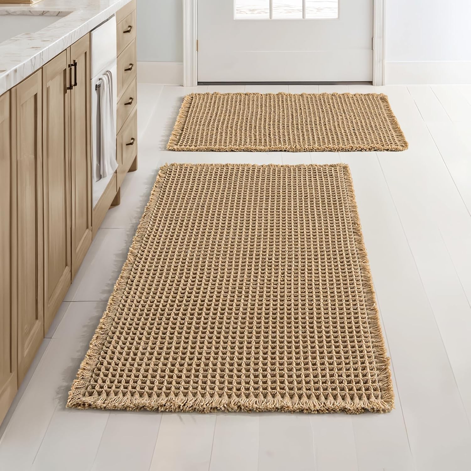 MIULEE Set of 2 Waffle Bathroom Rugs for Cozy Bath Experience