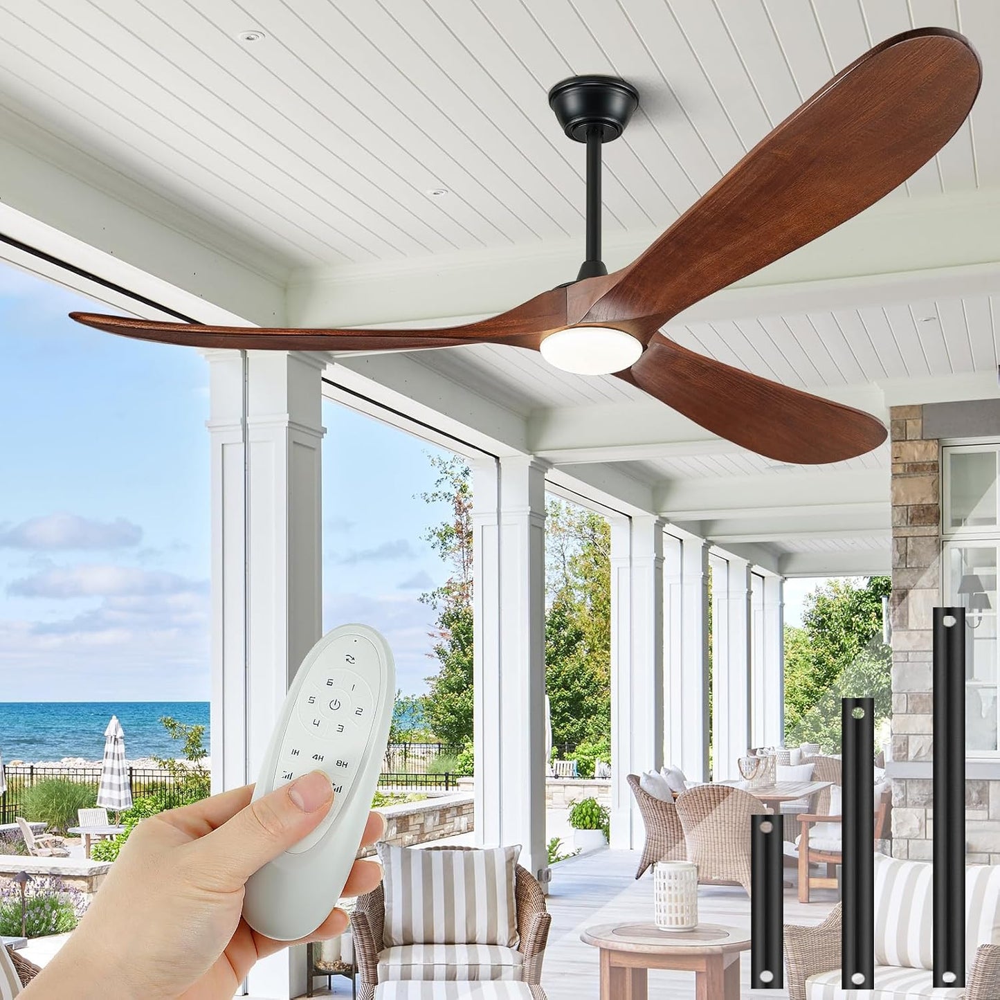 60 Inch Outdoor Ceiling Fan with Lights and Remote Control