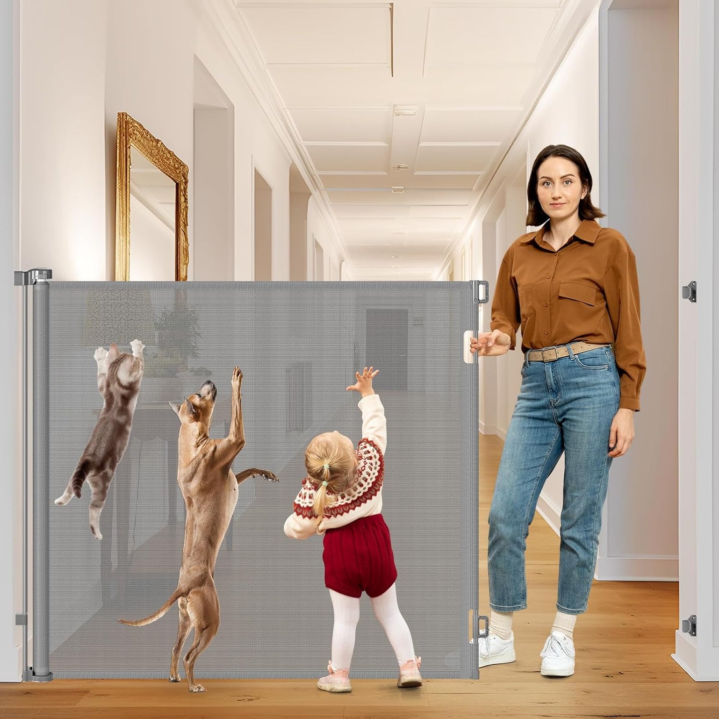4ft Extra Tall Retractable Baby Gates for Doorways and Stairs