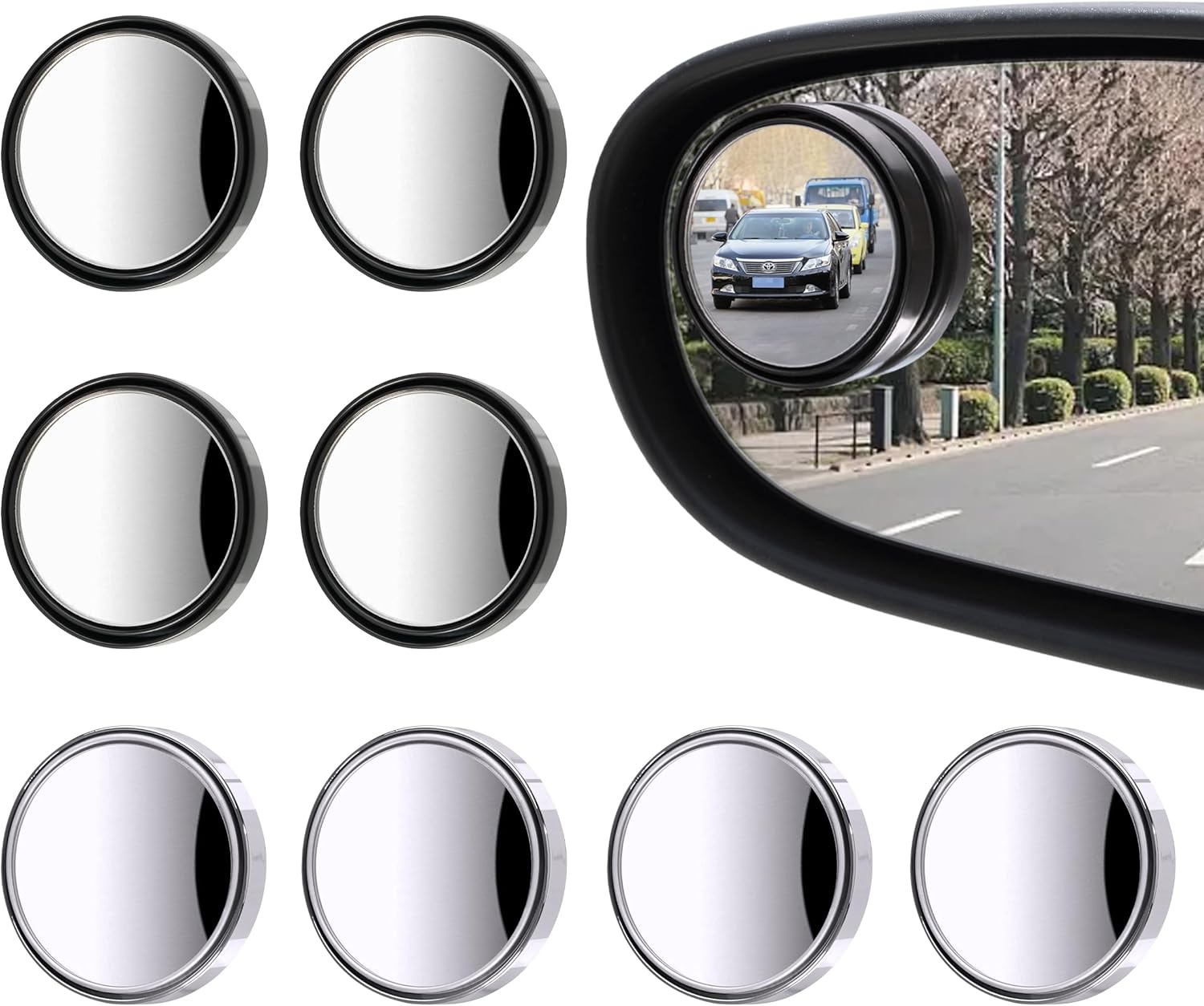 360 Wide Angle Car Blind Spot Mirrors - HD Convex View - Easy Install!