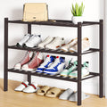 Smiry Shoe Rack 3 Tier Bamboo Shoe Organizer - Stackable Wooden