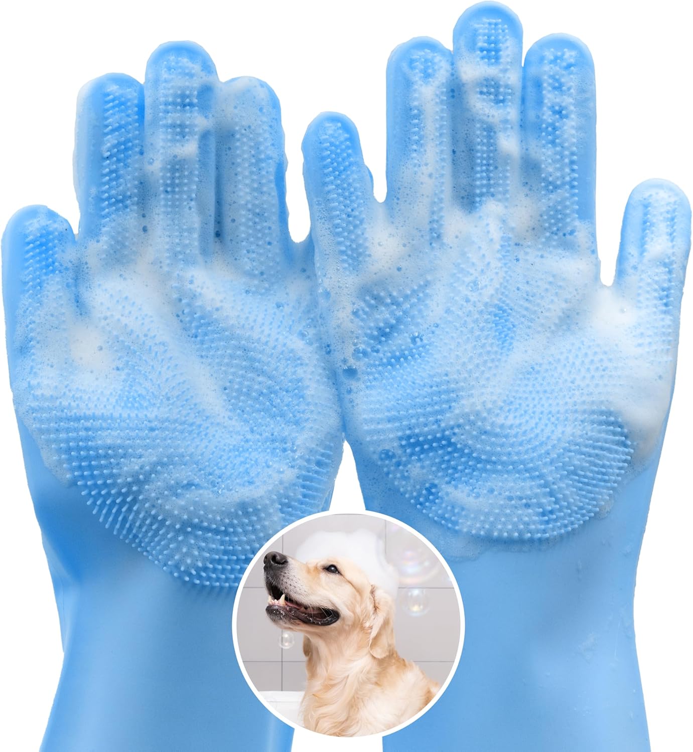 Heat Resistant Pet Grooming Gloves - Massage & Bathe with Ease!