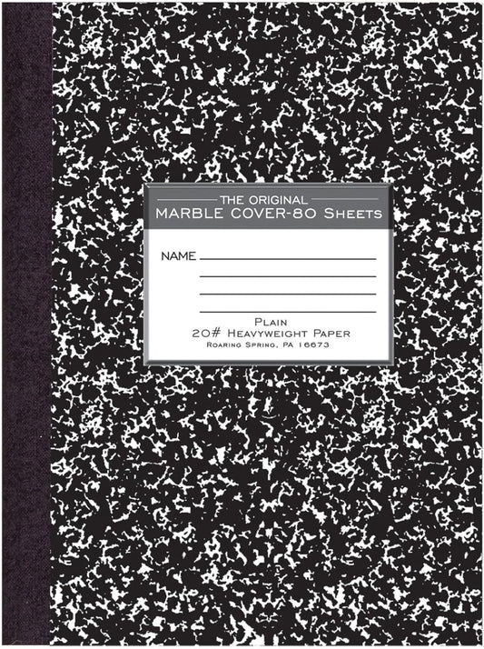 Roaring Spring Marble Composition Notebook with Hard Cover - Blank Pages for Creativity!