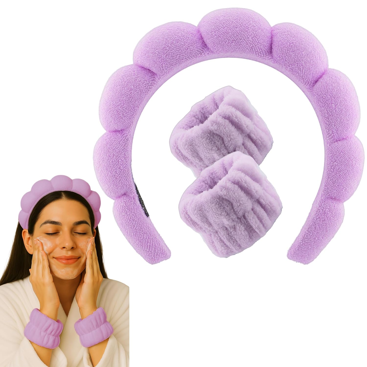 Spa Headband Set for Effortless Skincare - Purple Orchids