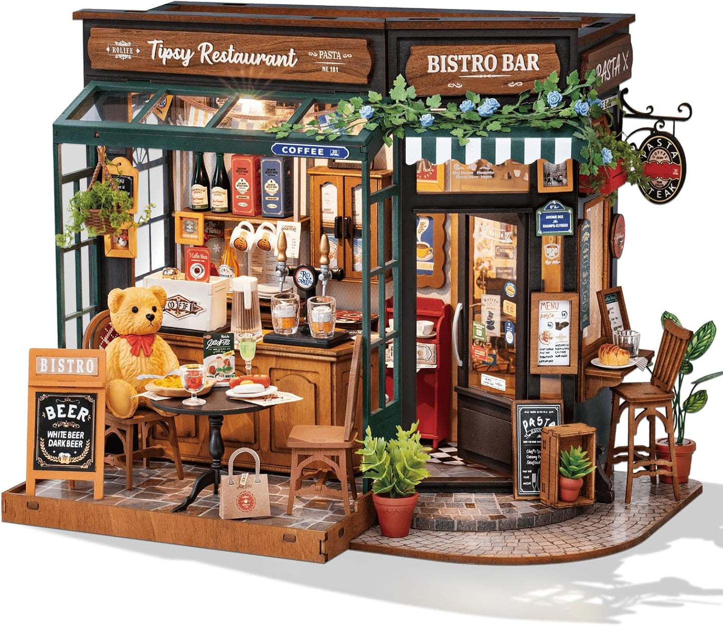 Rowood Miniature House Kits for Adults - Tipsy Restaurant DIY