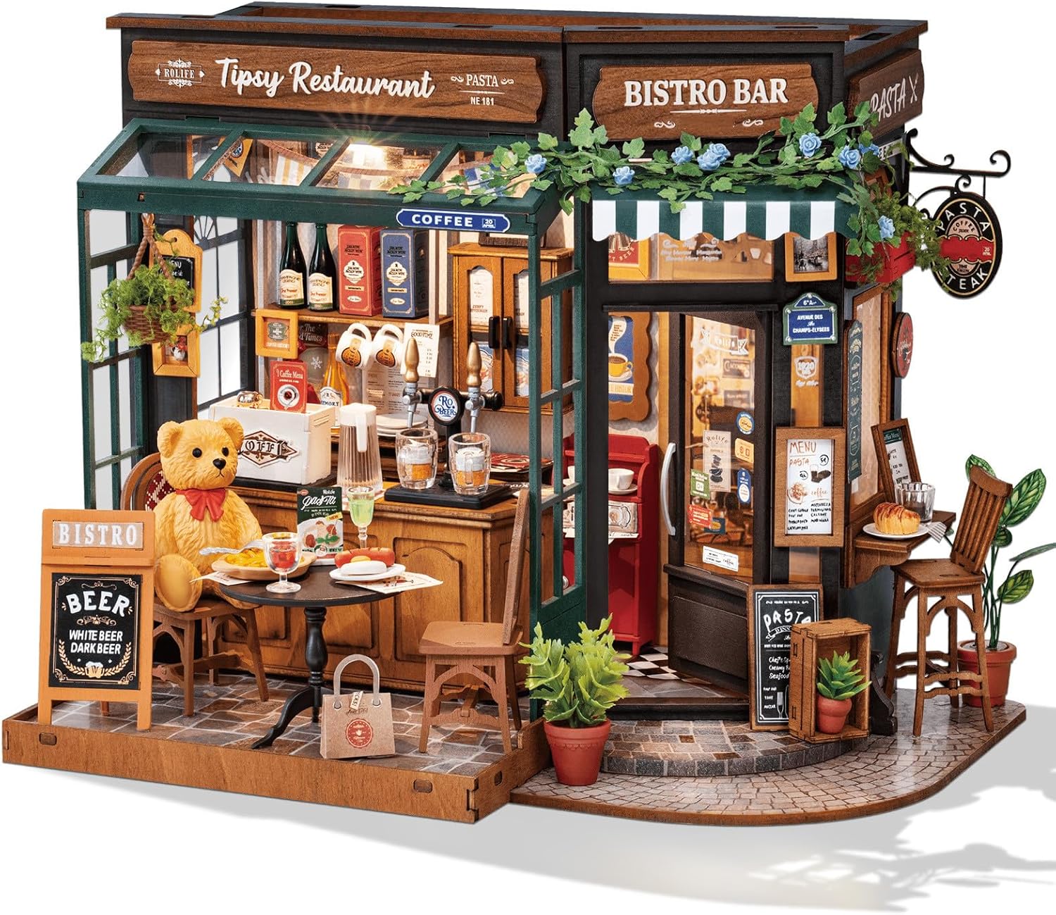 Rowood Miniature House Kits for Adults - Tipsy Restaurant DIY