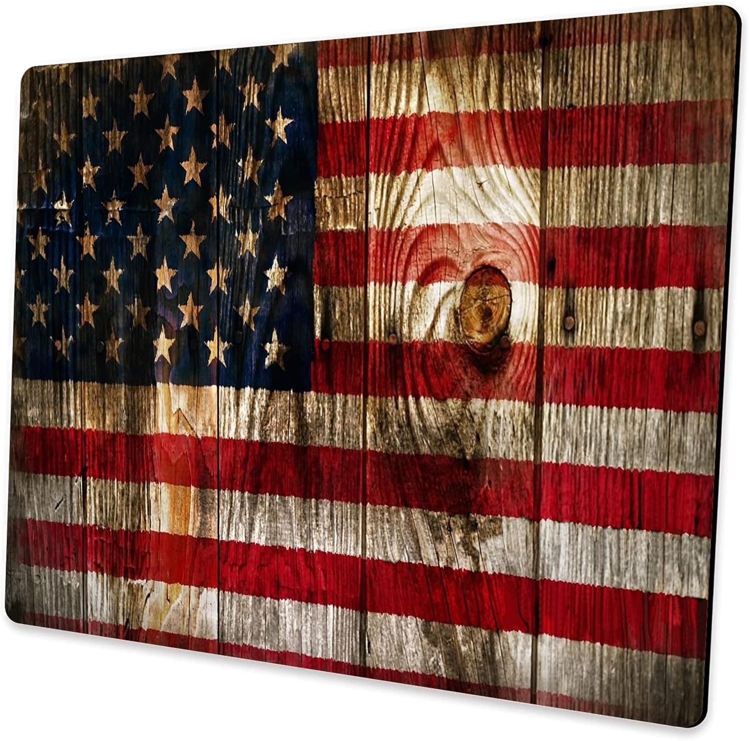 Wood Grain American Flag Mouse Pad - Non-Slip for Gamers & Office