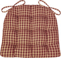Farmhouse Check Dark Red & Tan Dining Chair Pad - Reversible Comfort