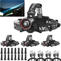 Super Bright LED Headlamp 4 Pack - Rechargeable Motion Sensor Head
