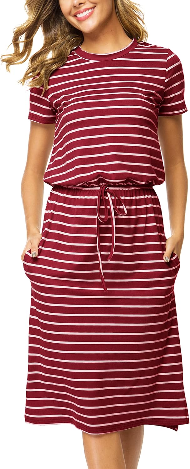 Simier Fariry Womens Summer Hide Belly Knee Length Travel Dress