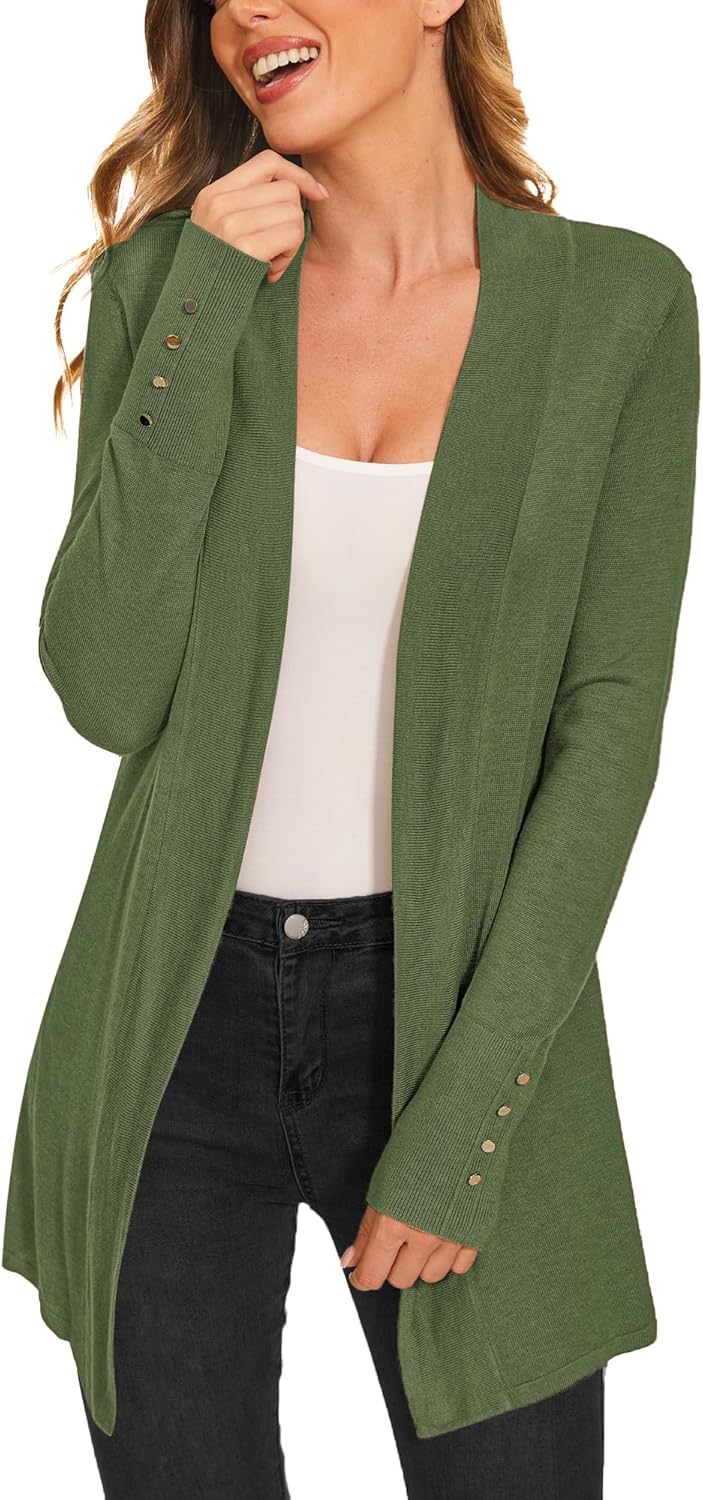 Stylish Long Sleeve Open Front Knit Cardigan for Women