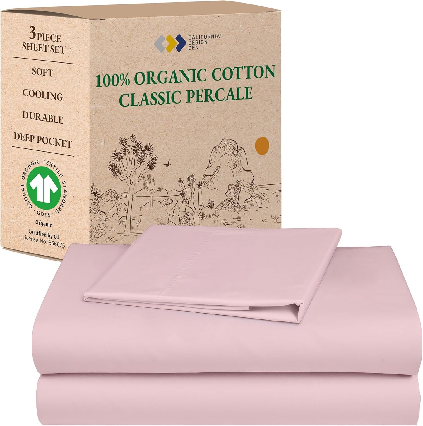 California Design Den Twin XL Organic Cotton Sheets Set - Soft