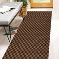 3 ft x 21 ft Checkered Brown Runner Rug - Indoor Outdoor Utility