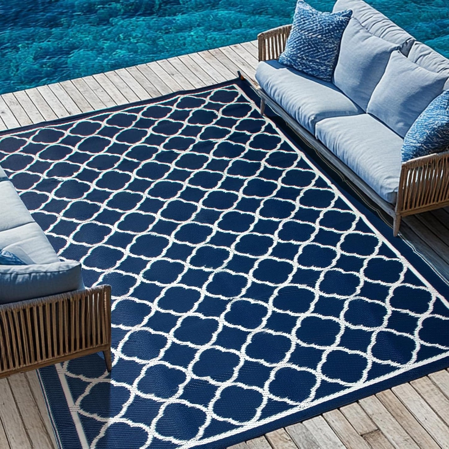 Waterproof Outdoor Rug 6x9 ft for Patio, RV, and Beach Use