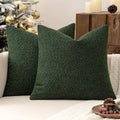 MIULEE 24x24 Boucle Throw Pillow Covers Set of 2 - Cozy Dark Green