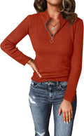 PRETTYGARDEN Fall Quarter Zip Pullover Sweater - Fitted Ribbed Knit up