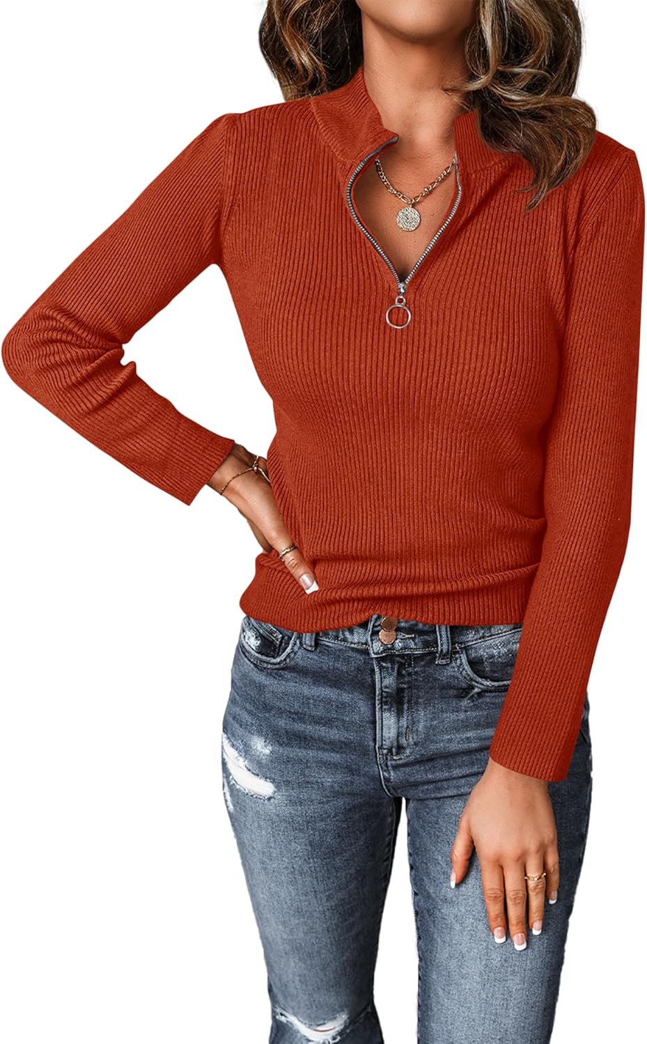 PRETTYGARDEN Fall Quarter Zip Pullover Sweaters for Women