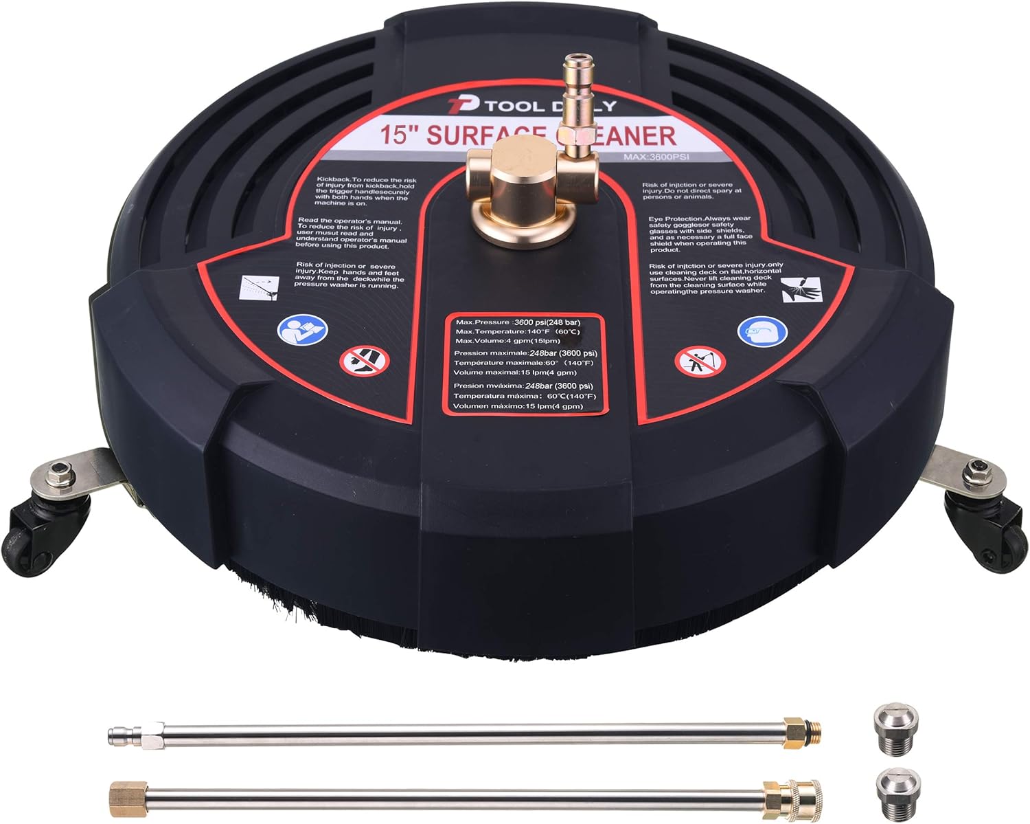 Tool Daily 15 Inch Pressure Washer Surface Cleaner with Wheels