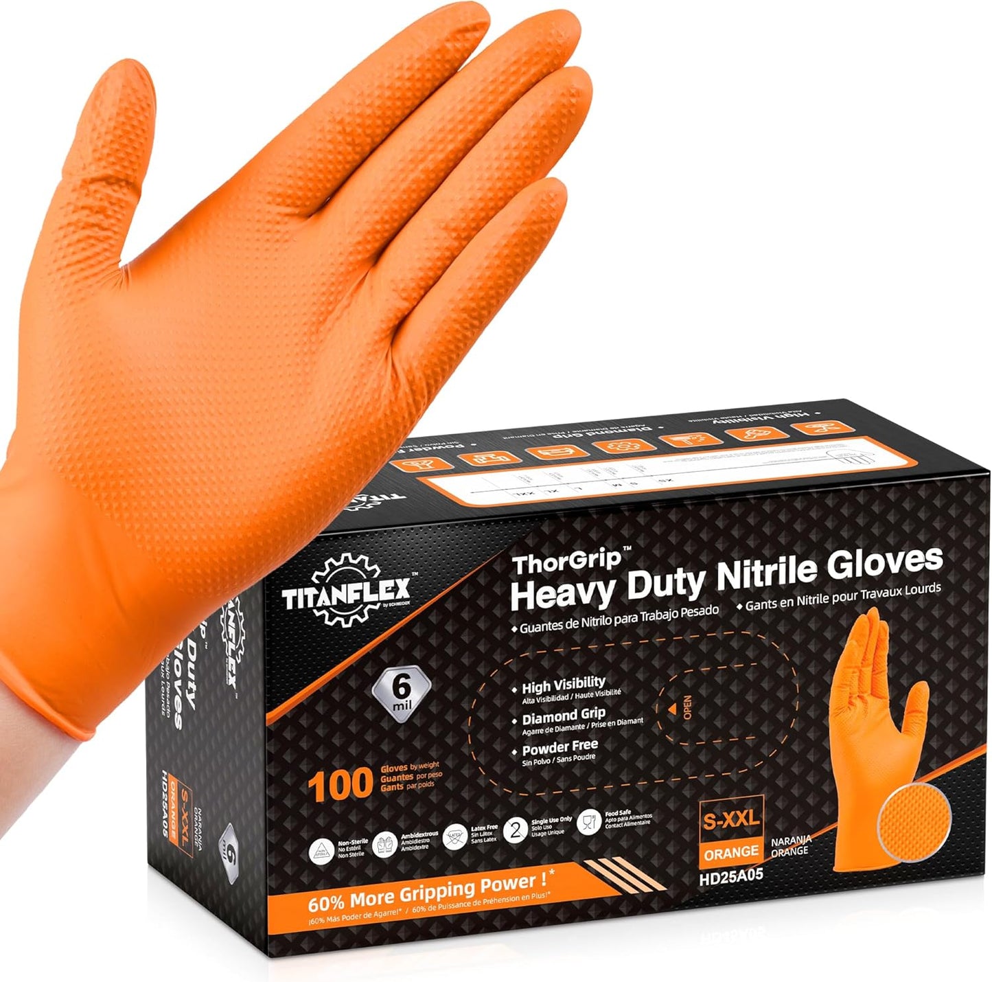 Schneider Nitrile Gloves: Heavy Duty Diamond Texture for Maximum Grip
