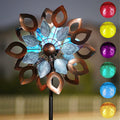 Copper Wind Spinners Outdoor 74 in with Solar LED Light - Garden