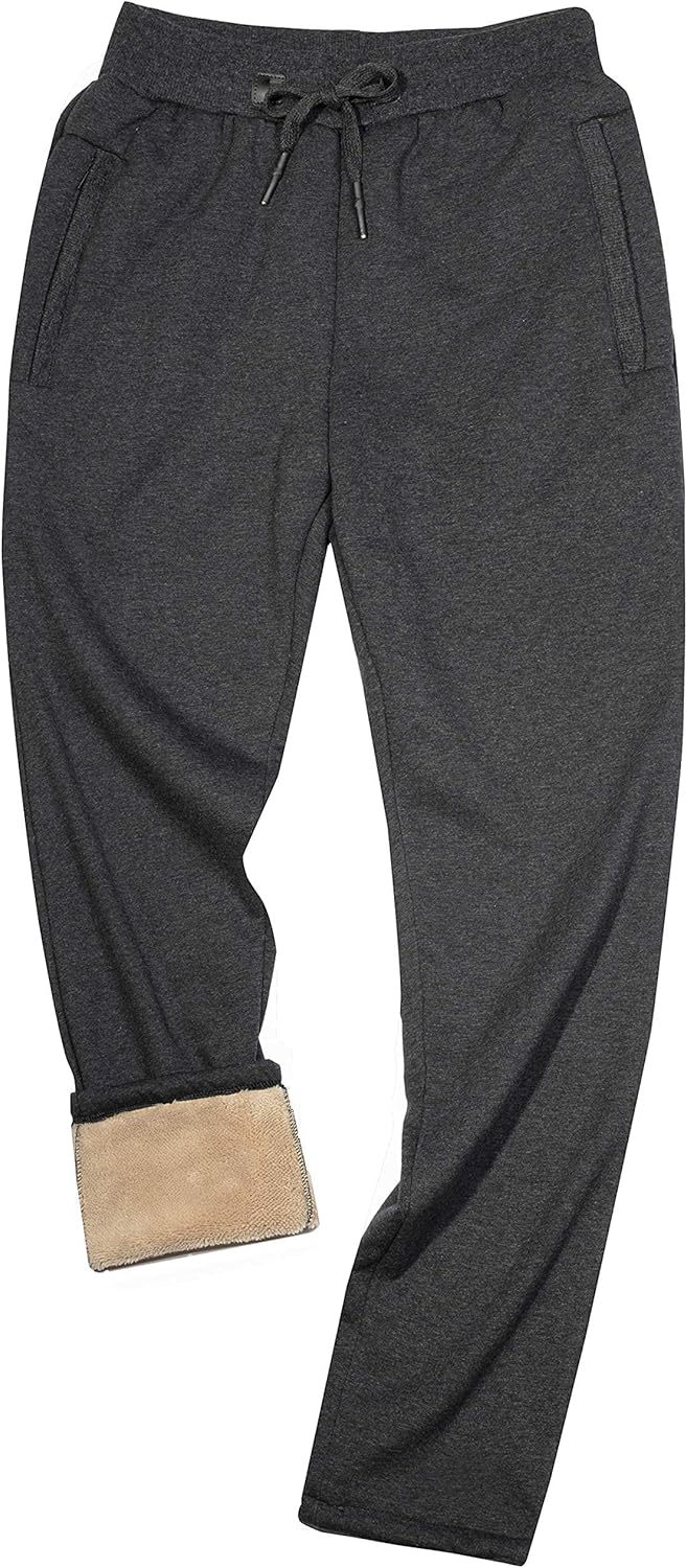 Yeokou Mens Winter Warm Sherpa Lined Thermal Jogger Pants